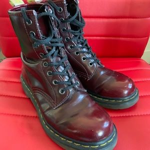 Dr Martens Cherry Red Vegan 1460 Combat Boots